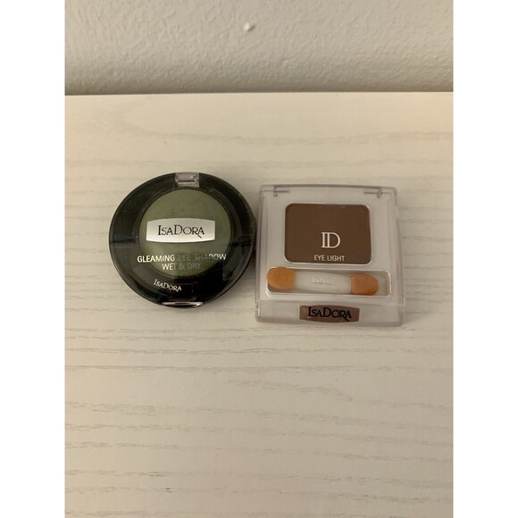 VTG 2X IsaDora Gleaming Eye Shadow Wet Dry Pistachio Green Light 77 Cacao Dream - Picture 4 of 12